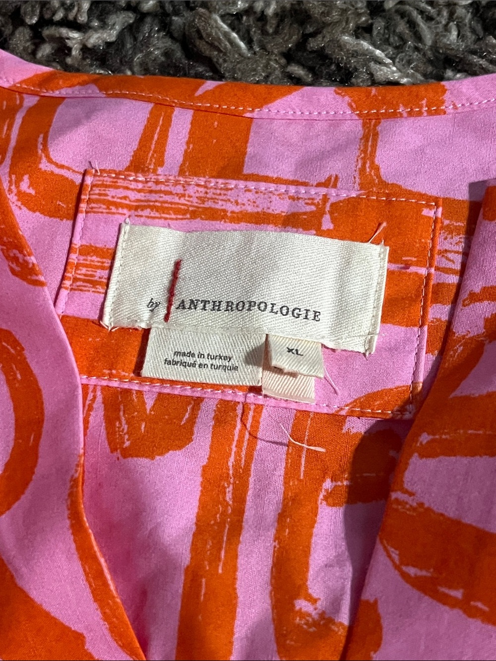 MY26 Anthropologie The Somerset Maxi Dress in pink with orange French writing - Picture 6 of 8
